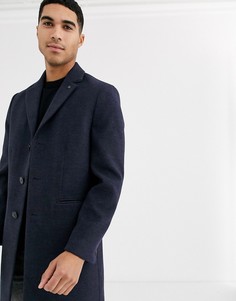 Темно-синее пальто из искусственной шерсти Burton Menswear - Темно-синий