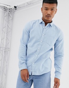 Голубая фланелевая рубашка классического кроя ASOS DESIGN - Синий
