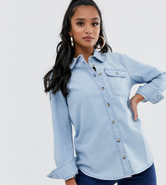 Джинсовая рубашка с карманом ASOS DESIGN Petite - Синий