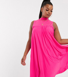 Розовое плиссированное платье с халтером River Island Plus - Розовый