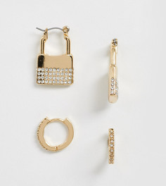 Эксклюзивный набор из 4 пар серег (кольца/ с замками) Accessorize - Золотой
