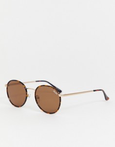 Круглые солнцезащитные очки в черепаховой оправе Quay Australia Omen - Коричневый