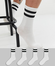 Набор из 4 пар белых теннисных носков Only & Sons - Белый