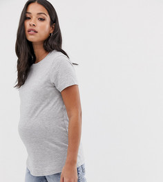 Серая меланжевая футболка с круглым вырезом ASOS DESIGN Maternity - Серый