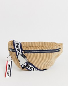 Сетчатая сумка-кошелек на пояс из вельвета с логотипом Tommy Jean - Бежевый