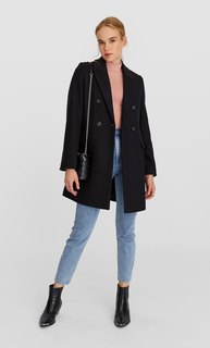 Двубортное драповое пальто Stradivarius