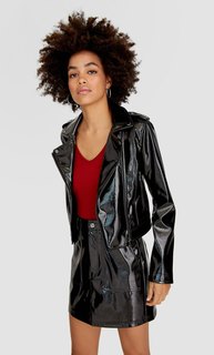 Байкерская куртка из искусственной кожи Stradivarius