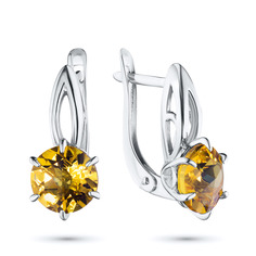 Серьги из серебра с цитрином 203115-007-0019 ЭПЛ Якутские Бриллианты
