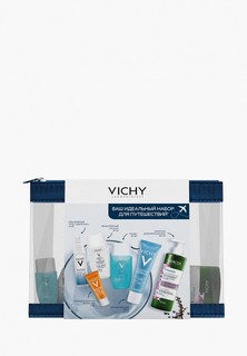 Набор для ухода за лицом Vichy "Для путешествий": Ideal Soleil Dry Touch SPF50, 3 мл + Aqualia Thermal легкий для нормальной кожи, 30 мл + для блеска волос Dercos Nutrients Vitamin, 100 мл + для снятия макияжа 3в1 Purete Thermale