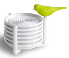 Прихватки, Подставки под горячее Qualy Sparrow Набор подставок под чашки, белый с зеленым