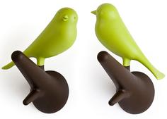 Вешалки и крючки Qualy Вешалки настенные Sparrow 2 шт. коричневые-зеленые