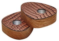 Подсвечники LIND DNA CROCO cognac подсвечник для высоких свечей, фигурный 8х10х2,5см, набор 2шт