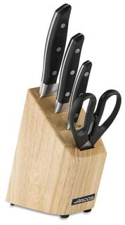 Наборы ножей ARCOS Manhattan Набор из 3-х кухонных ножей с ножницами на деревянной подставке