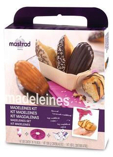 Полезные гаджеты MASTRAD Набор для приготовления кексов мадлен (силиконовая форма, кулинарный мешок с 8 насадками, книга рецептов), цвет красный, в подарочной упаковке