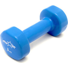 Гантель Starfit виниловая DB-101 3 кг, синяя (1 шт.)
