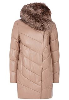 Утепленная кожаная куртка с отделкой чернобуркой Vericci