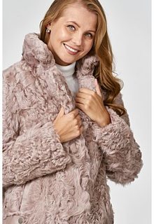 Укороченная шуба из овчины калган Virtuale Fur Collection