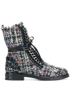 Casadei tweed lace-up boots