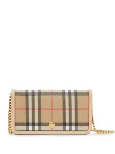 Burberry кошелек в клетку Vintage Check с ремнем-цепочкой