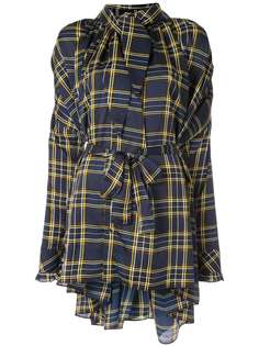 Blindness рубашка асимметричного кроя в клетку тартан