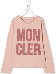 Moncler Enfant топ с блестящим логотипом