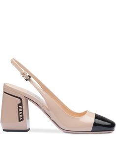 Prada лакированные туфли с ремешком на пятке