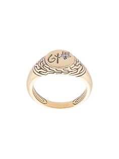 John Hardy Adwoa Aboah 18kt Yellow Gold and Diamond Classic Chain Signet Pinky Ring