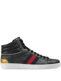 Gucci высокие кроссовки Ace с узором GG