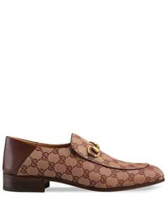 Gucci лоферы Horsebit с узором GG