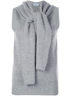 Prada трикотажный топ без рукавов с шарфом