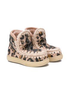 Mou Kids leopard print eskimo ankle boots