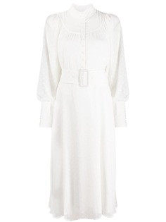 Rotate flared embroidered midi dress