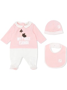 Fendi Kids "комплект My First FFendi из пижамы, шапки и нагрудника"