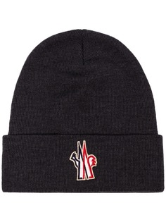 Moncler Grenoble logo patch beanie hat