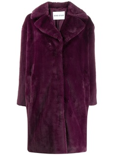 Stand faux-fur coat