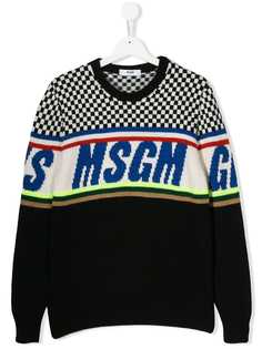 MSGM свитер в клетку с контрастными полосками и логотипом