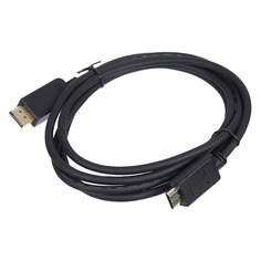 Кабель 1.2v, DisplayPort (m) - HDMI (m), GOLD , 2м, черный Noname