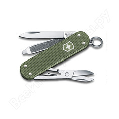 Нож-брелок victorinox classic alox 58 мм, 5 функций, зелёный 0.6221.l17