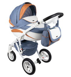 Коляска 3 в 1 Adamex Barletta New, цвет: голубой/белый