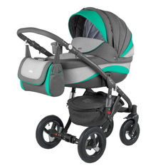 Коляска 3 в 1 Adamex Barletta New, цвет: серый/мятный