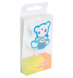 Свеча Патибум Мишка голубой 4 см
