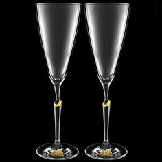 Набор бокалов для шампанского Rona A.S. "First Lady" с золотом на ножке 2х295 мл