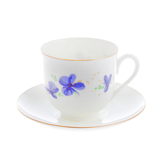 Чашка с блюдцем ЛФЗ форма ландыш - сиреневые цветы