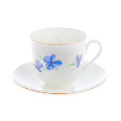 Чашка с блюдцем ЛФЗ форма ландыш - голубые цветы