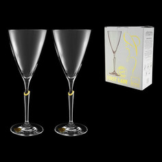 Набор бокалов для вина Rona "First Lady" с золотом на ножке 2х290 мл