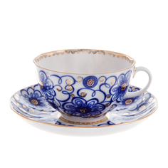 Чашка с блюдцем чайная, форма тюльпан - вьюнок Лфз