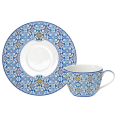 Чашка с блюдцем 0,24л майолика голубая Easy life El-r0939/maib