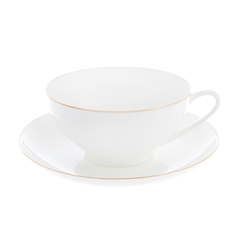Чашка с блюдцем ЛФЗ чайная, форма купольная - золотая лента