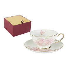 Чашка с блюдцем 0.2л розовые цветы Emerald E5-hv004011/cs-al