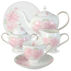Cервиз чайный Annalafarg розовые цветы 21 предмет на 6 персон